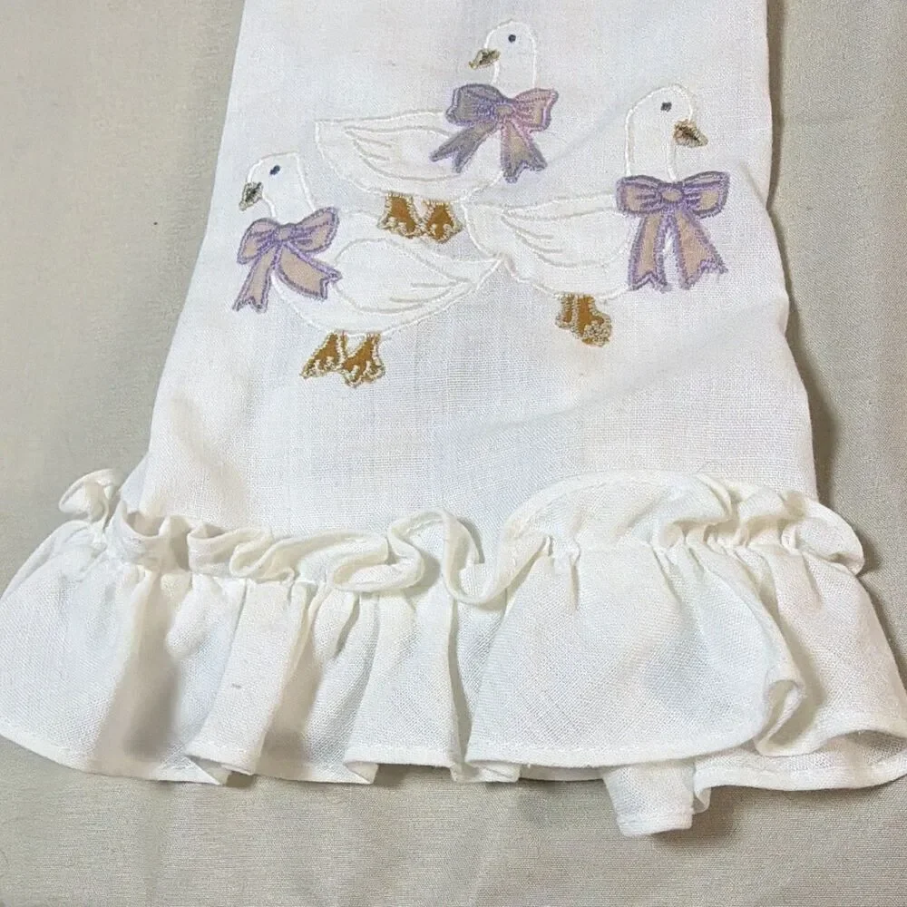Vintage Bless This Kitchen Geese Tie-On Oven Door Towel Apron Cottagecore